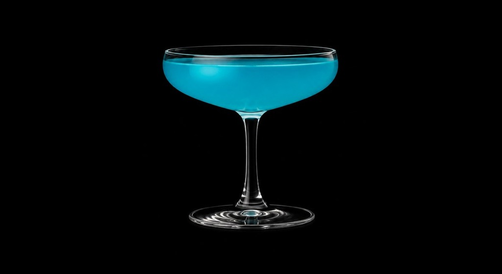Blue Lagoon cocktail on a dark studio background