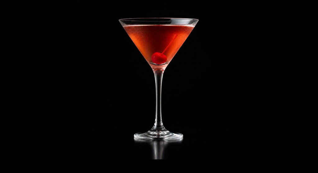 Boomerang cocktail on a dark studio background