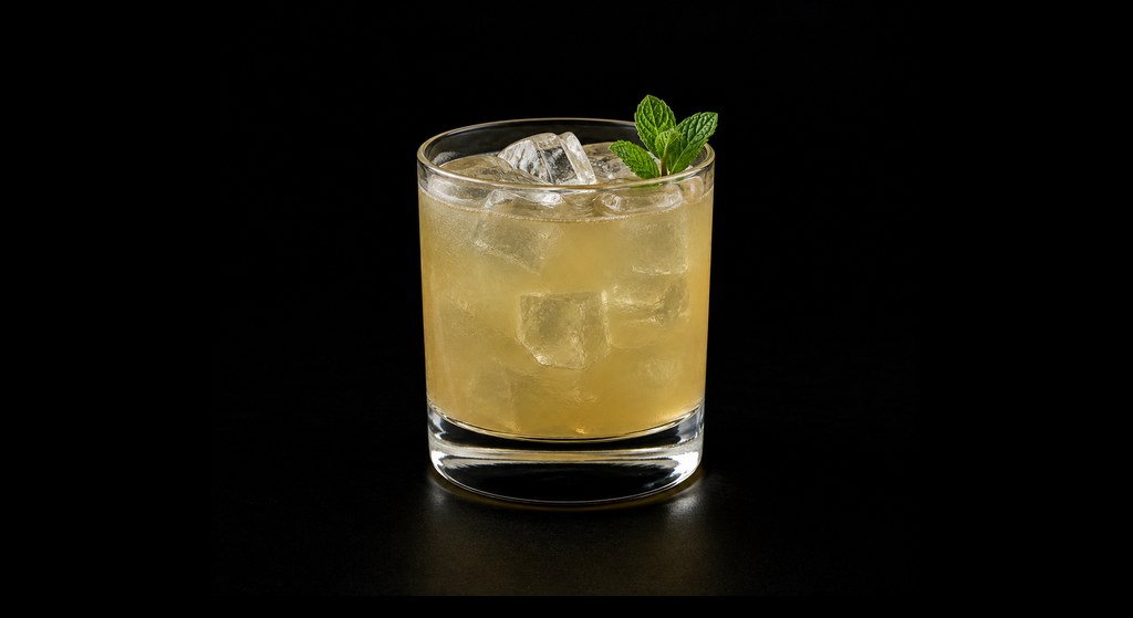 Bourbon Smash cocktail on a dark studio background