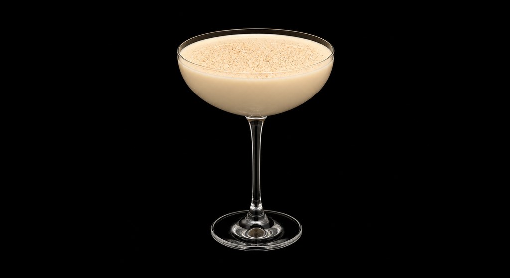 Brandy Alexander cocktail on a dark studio background