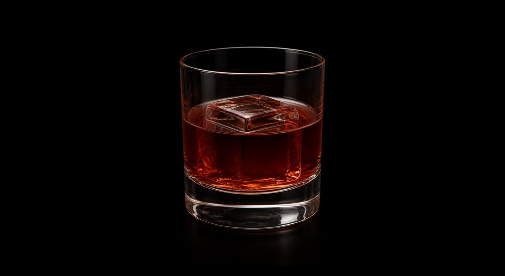 Brandy Boulevardier cocktail on a dark studio background