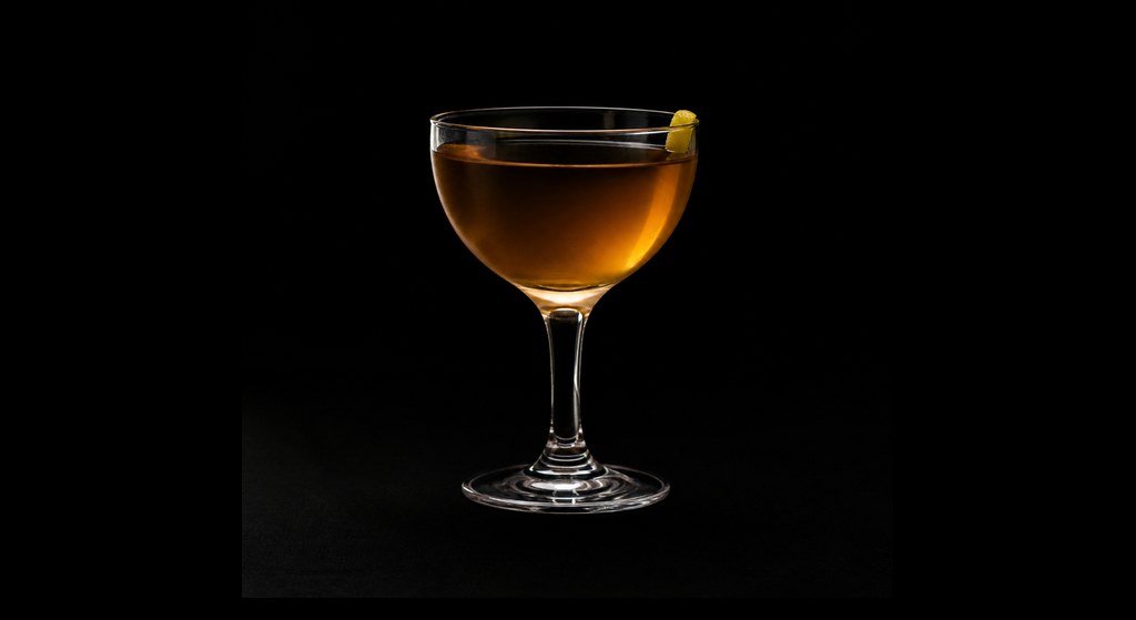 Brandy Cocktail cocktail on a dark studio background