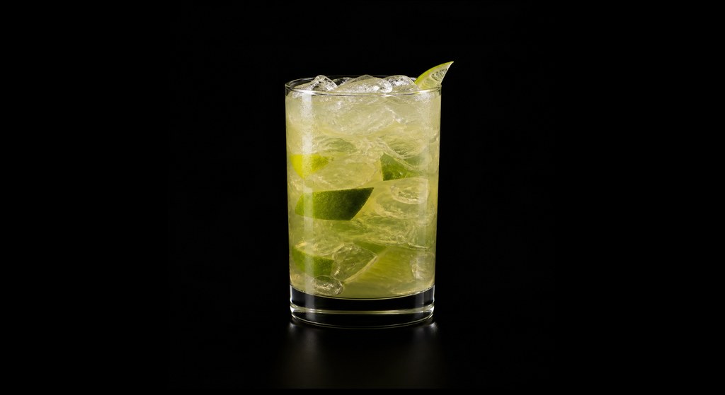 Brazilian Margarita cocktail on a dark studio background