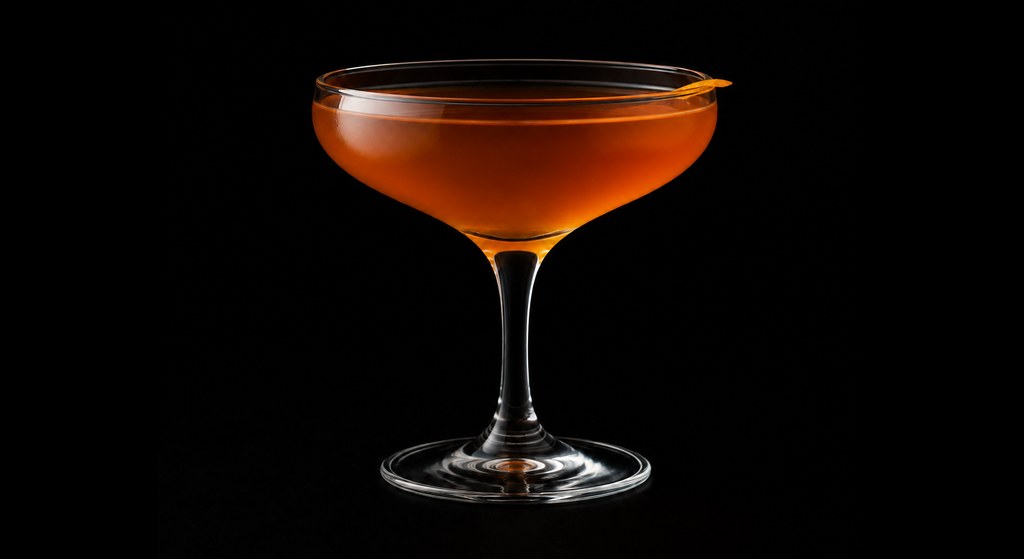 Breakfast in Manhattan cocktail on a dark studio background
