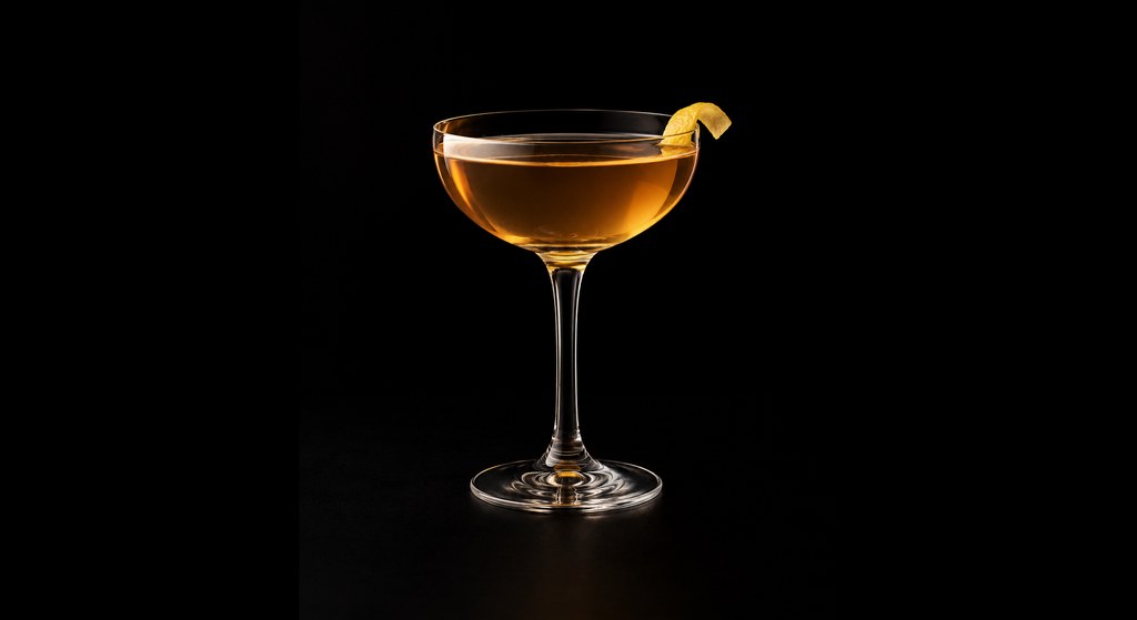 Brown Bomber cocktail on a dark studio background