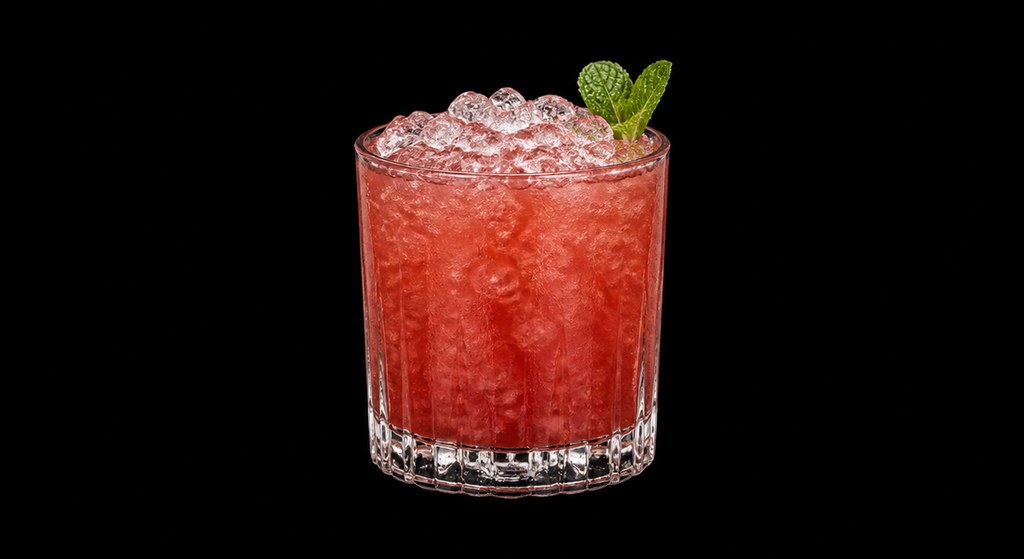 Bruja Smash cocktail on a dark studio background