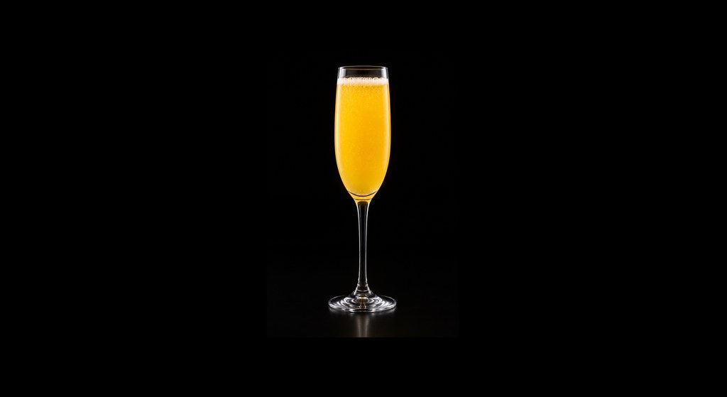 Buck's Fizz cocktail on a dark studio background