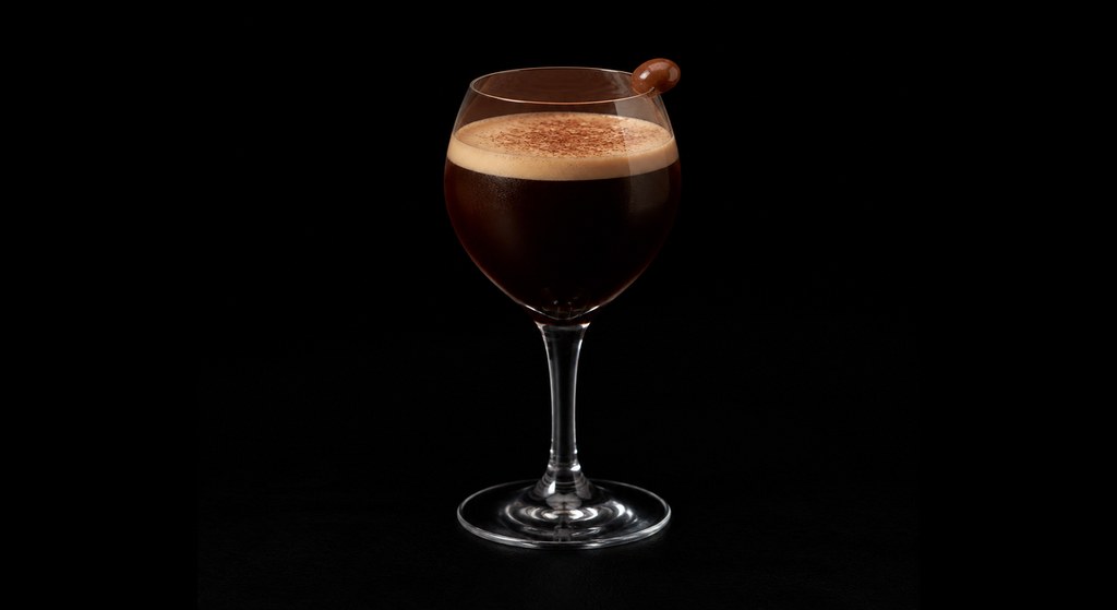 Ca Phe 9 cocktail on a dark studio background