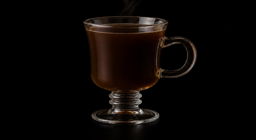 Café di Amaretto cocktail on a dark studio background