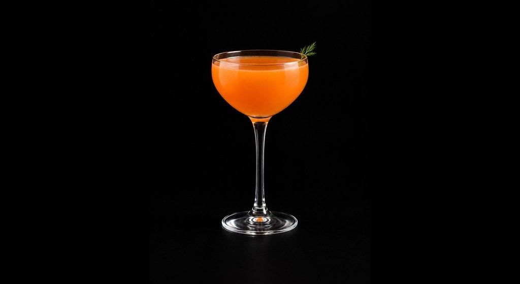 California Poppies cocktail on a dark studio background