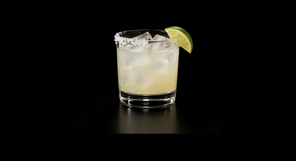 Californian Margarita cocktail on a dark studio background