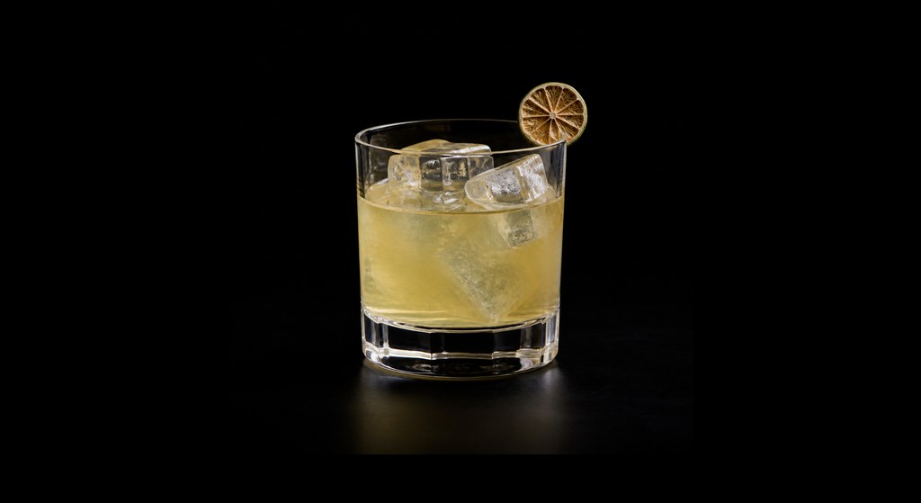 Calvados Daiquiri cocktail on a dark studio background