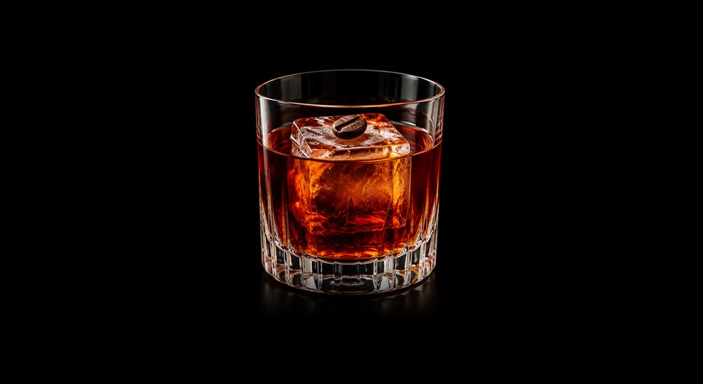 Camparajillo cocktail on a dark studio background