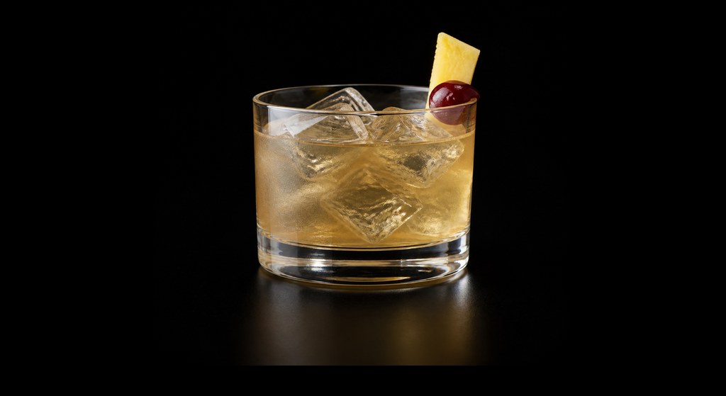 Canadian Breeze cocktail on a dark studio background