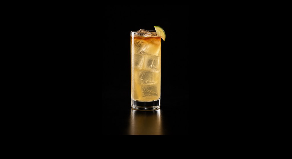 Cane & Coco cocktail on a dark studio background