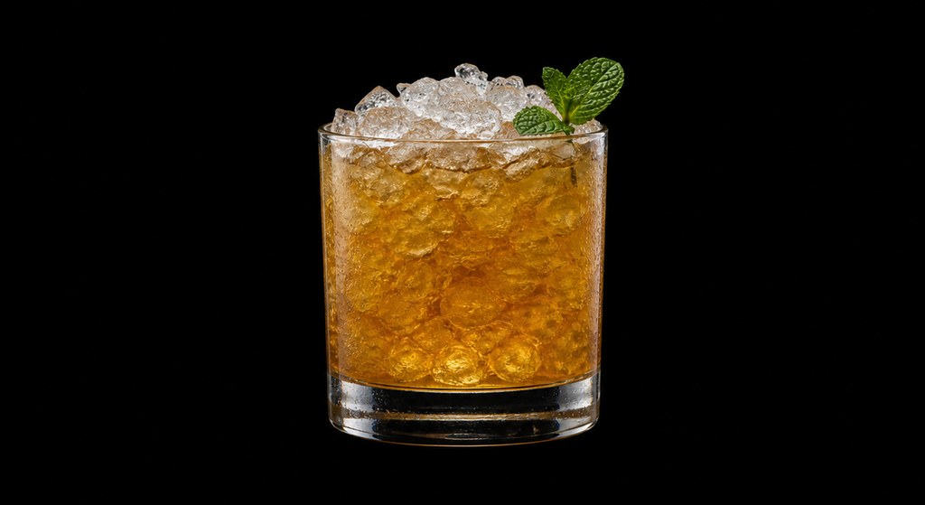 Canton Julep cocktail on a dark studio background