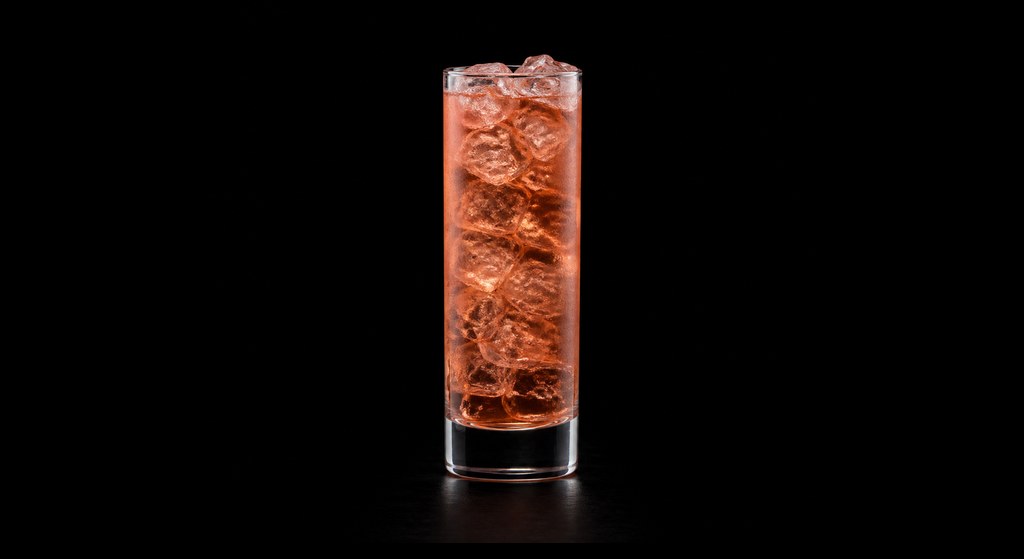 Canton Rouge cocktail on a dark studio background