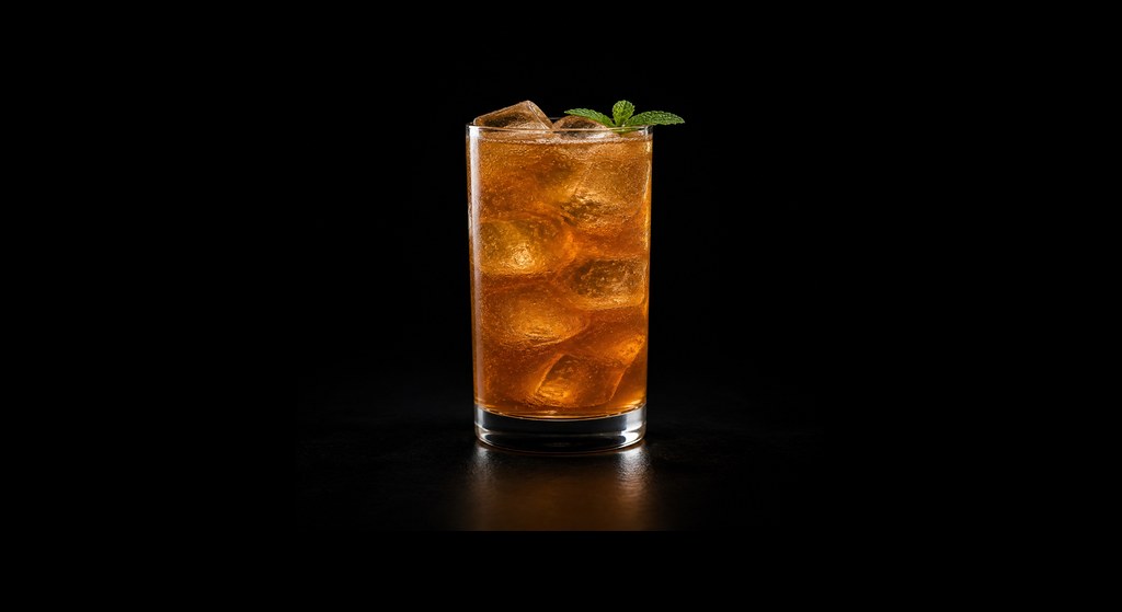 Caribbean Ember cocktail on a dark studio background
