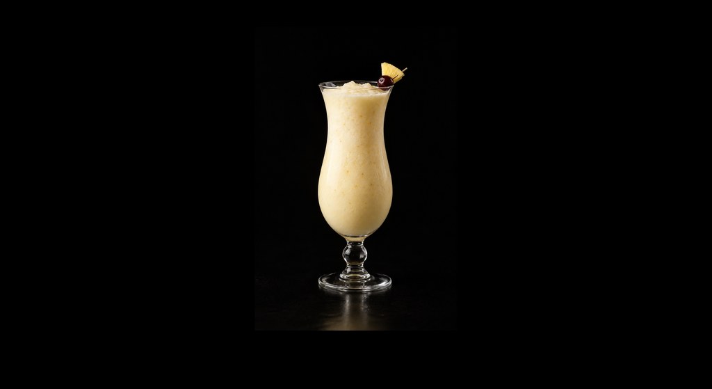 Caribbean Piña Colada cocktail on a dark studio background