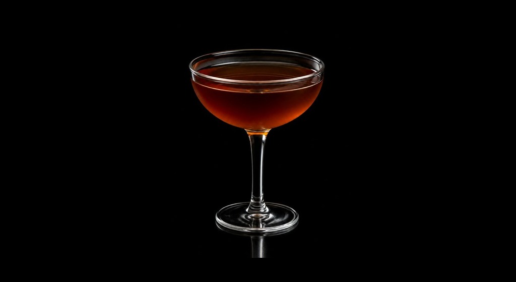 Carroll Gardens cocktail on a dark studio background