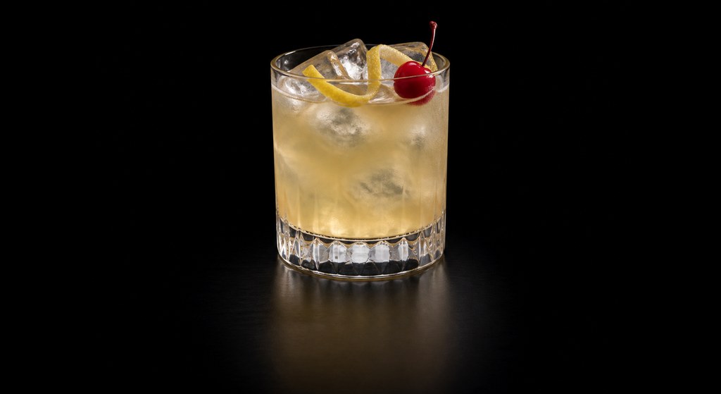 Casino cocktail on a dark studio background