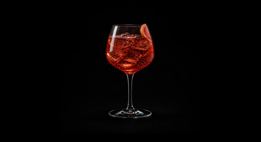Central Americano cocktail on a dark studio background