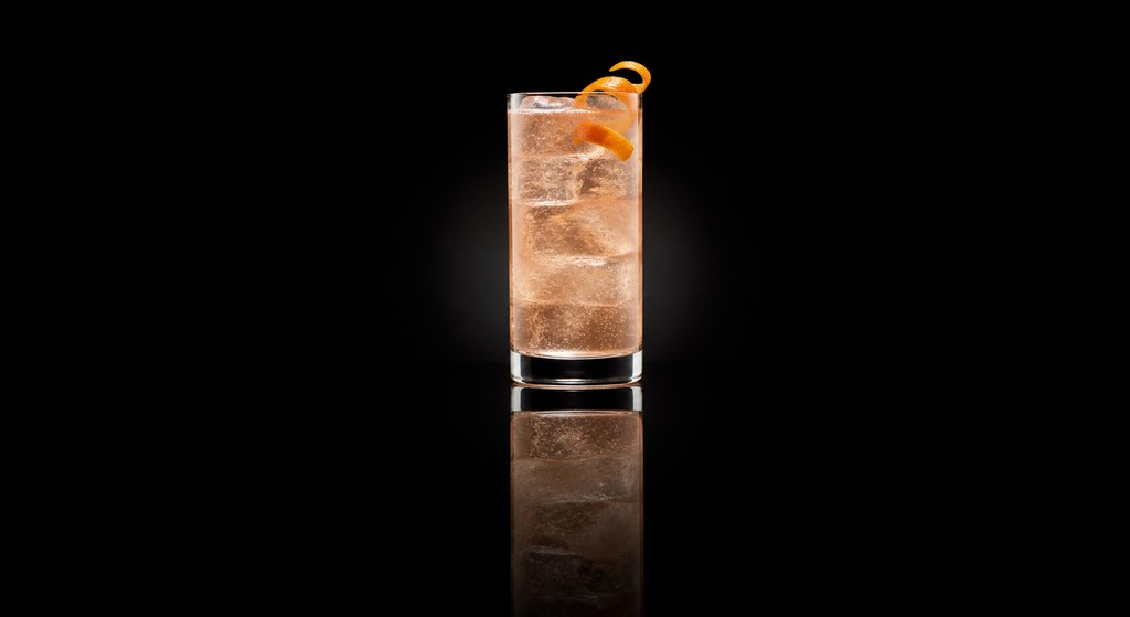 Chain Reaction cocktail on a dark studio background