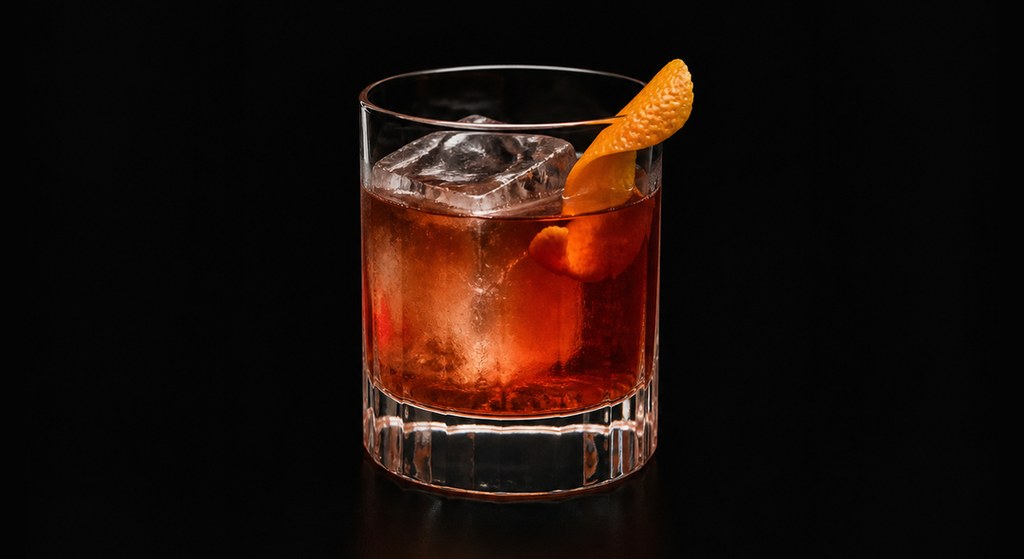 Charming Man cocktail on a dark studio background