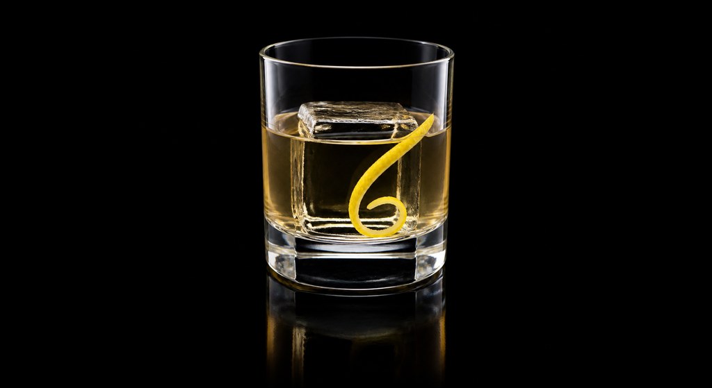 Chink in the Armor cocktail on a dark studio background