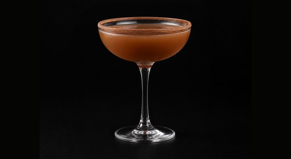 Chocolarita cocktail on a dark studio background