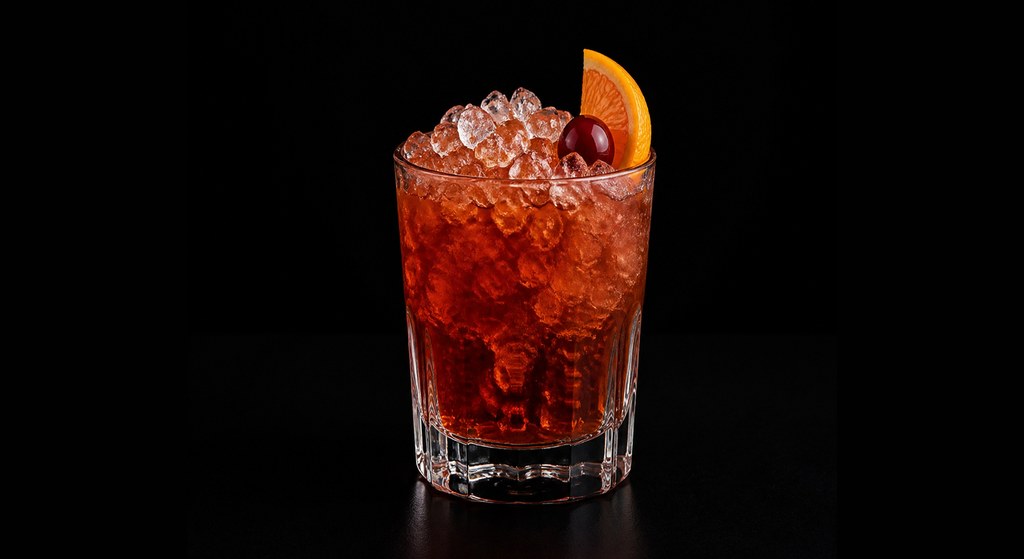 Chocolate Daisy cocktail on a dark studio background