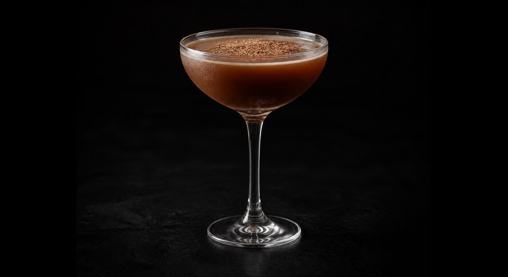 Chocolate Martini cocktail on a dark studio background