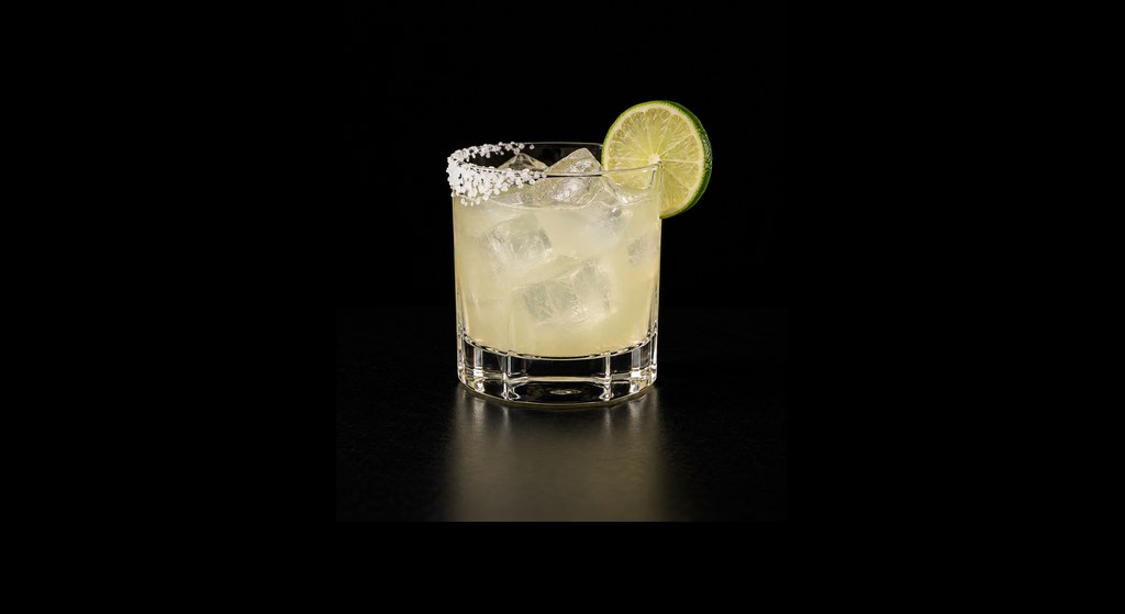 Christine Wiseman’s Margarita cocktail on a dark studio background