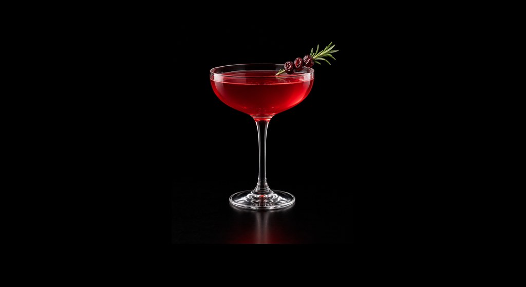 Christmas Cosmopolitan cocktail on a dark studio background