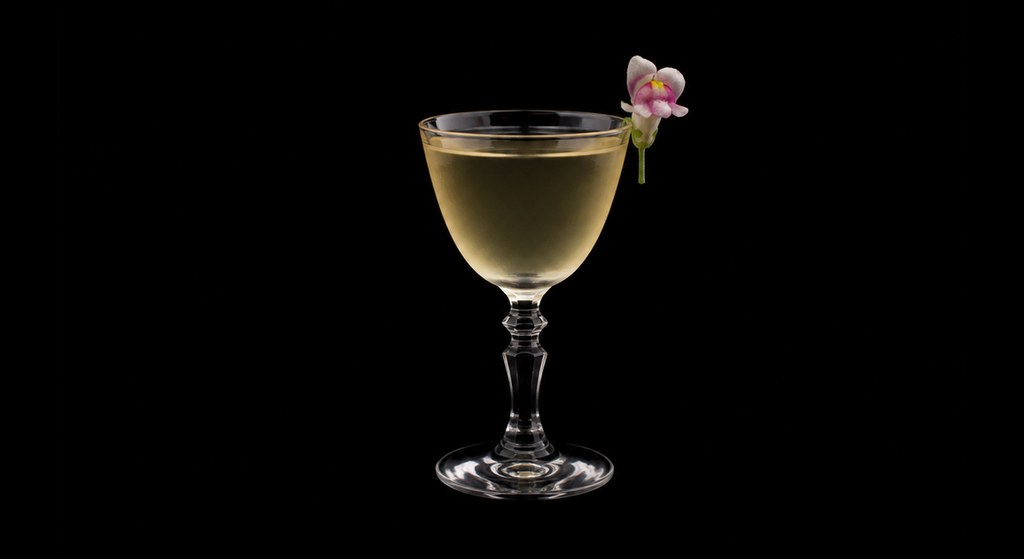 Chrysanthemum cocktail on a dark studio background