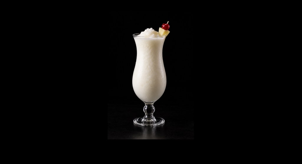 Coco Naut cocktail on a dark studio background