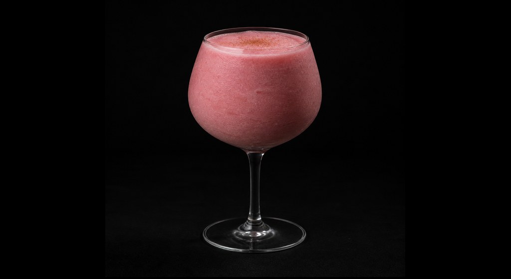 Coconut Berry Frappe cocktail on a dark studio background