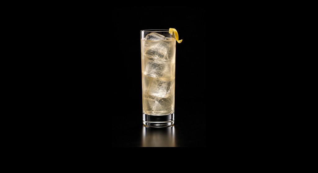 Coconut Highball cocktail on a dark studio background