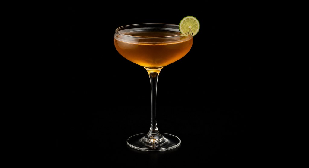 Coda di Leone cocktail on a dark studio background