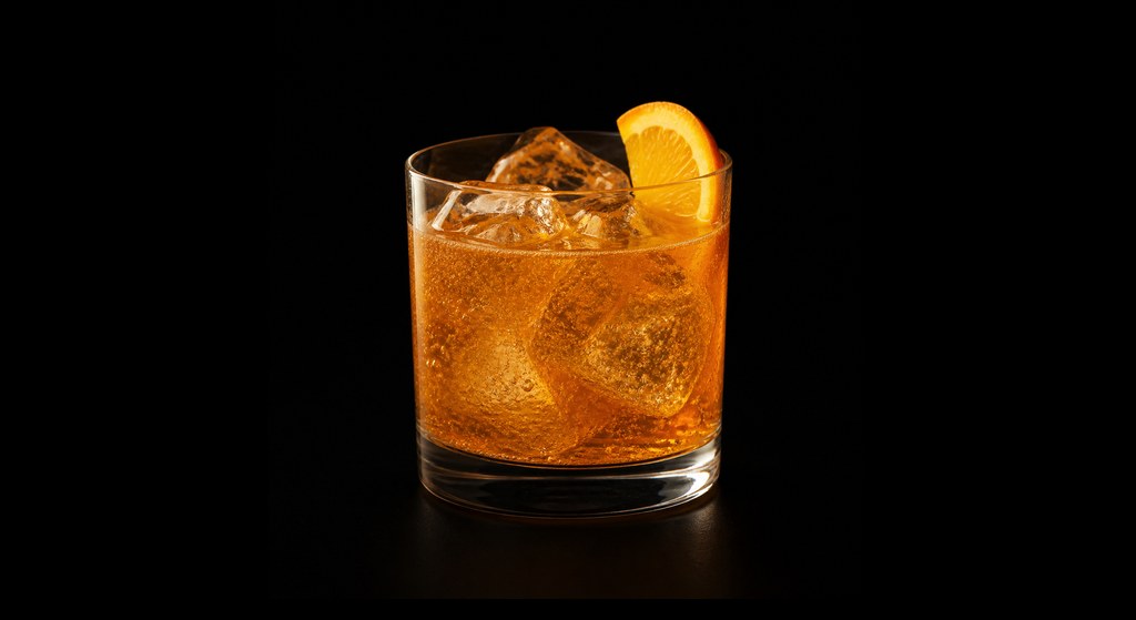 Como Spritz cocktail on a dark studio background