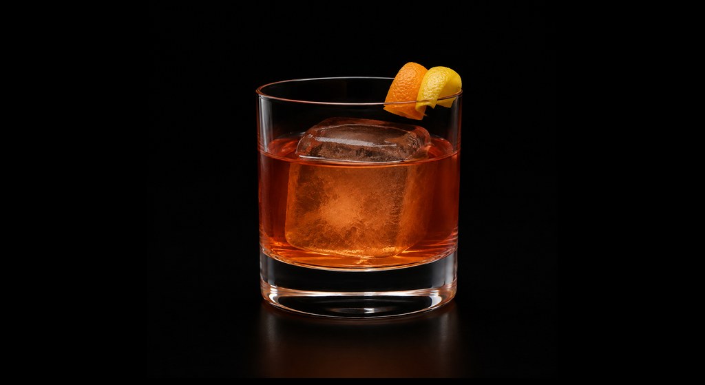 Comte de Sureau cocktail on a dark studio background