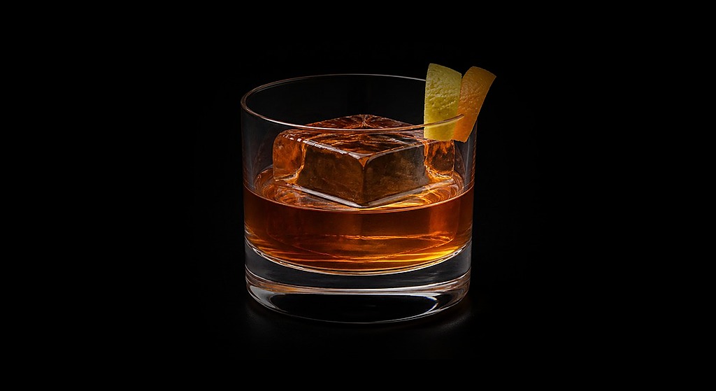 Conference cocktail on a dark studio background