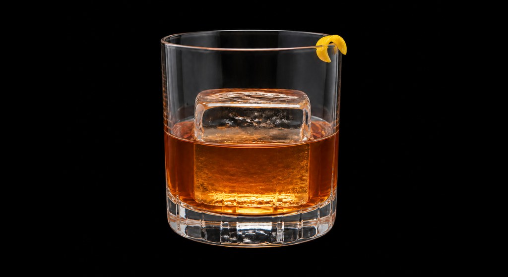 Cooper's Regard cocktail on a dark studio background