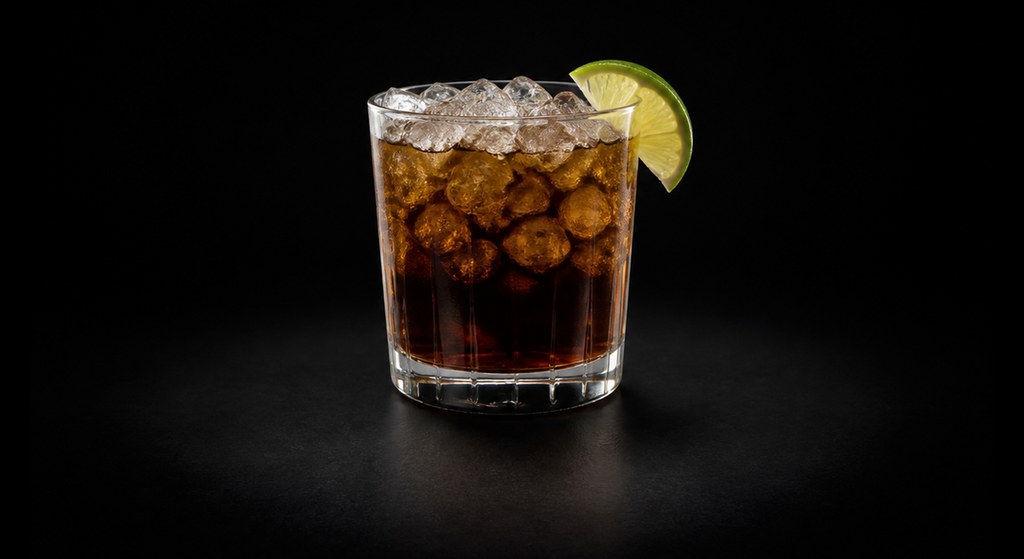 Corn 'n Oil cocktail on a dark studio background