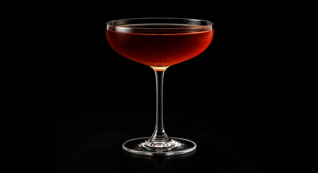 Coronation Cocktail cocktail on a dark studio background