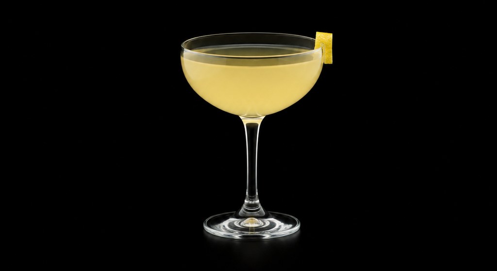 Corpse Reviver #5 cocktail on a dark studio background