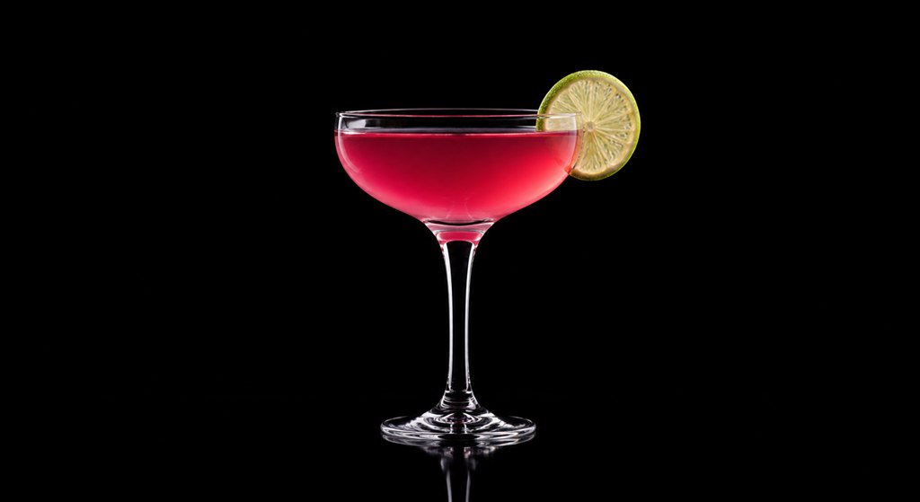 Cosmopolitan cocktail on a black background