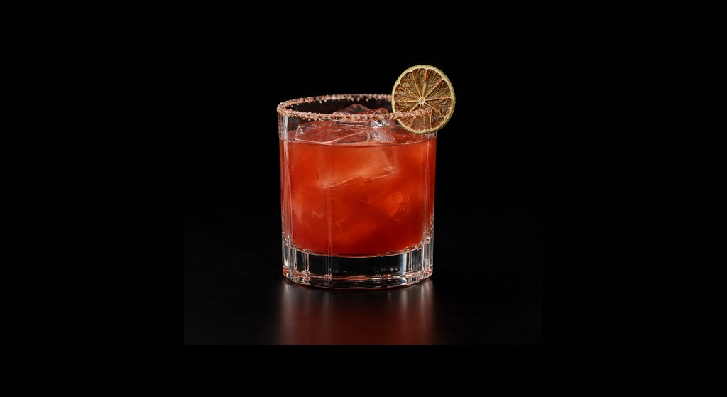 Cranstonian cocktail on a dark studio background