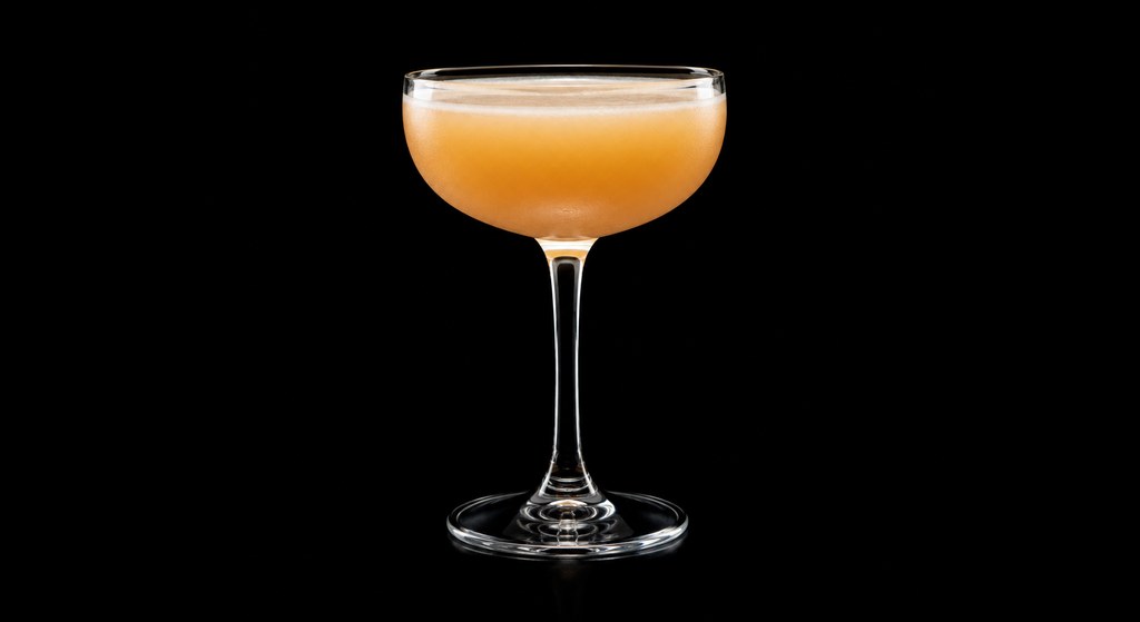 Creamy Orange cocktail on a dark studio background