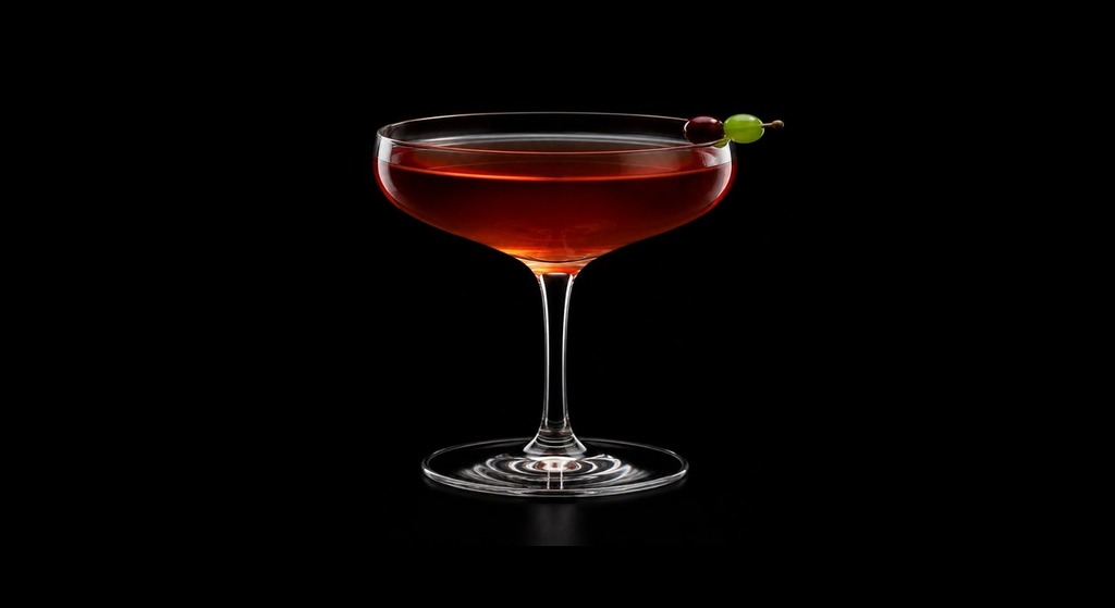 Creole Lady cocktail on a dark studio background